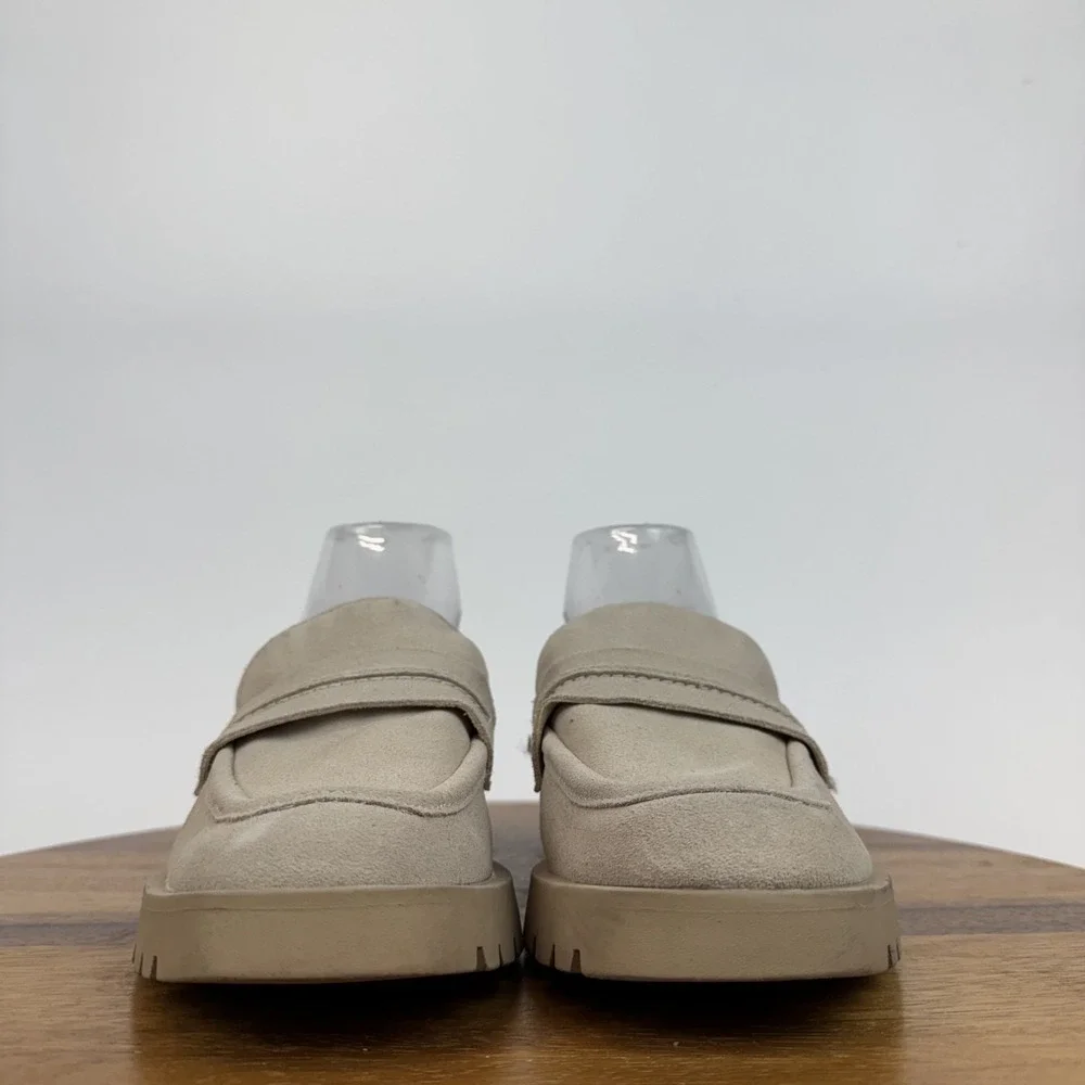 Womens Dolce Vita Evanka Beige Suede Comfort Casual Platform‎ Loagers Size 9 M